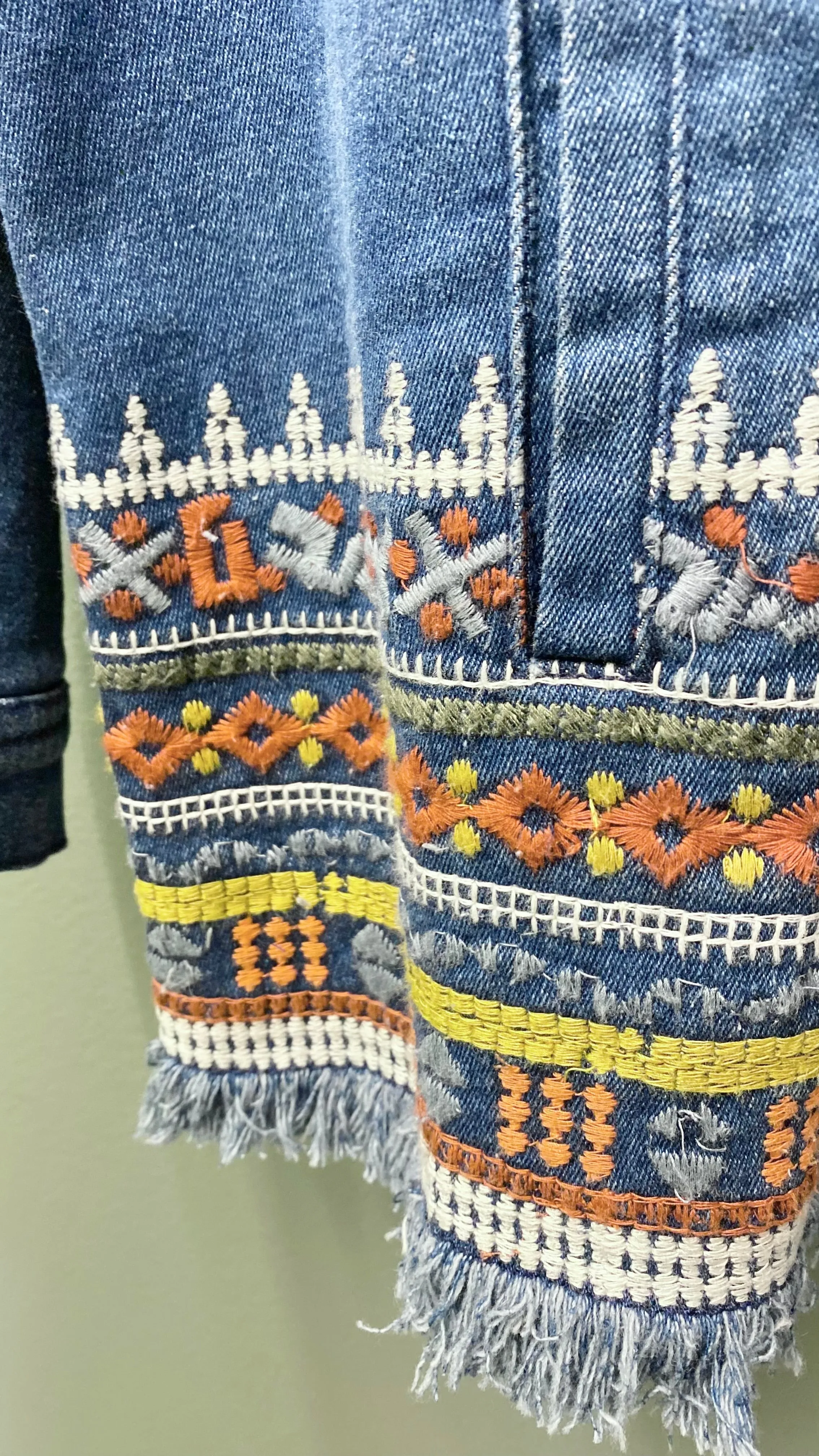 * Multiples Embroidered Denim Jacket