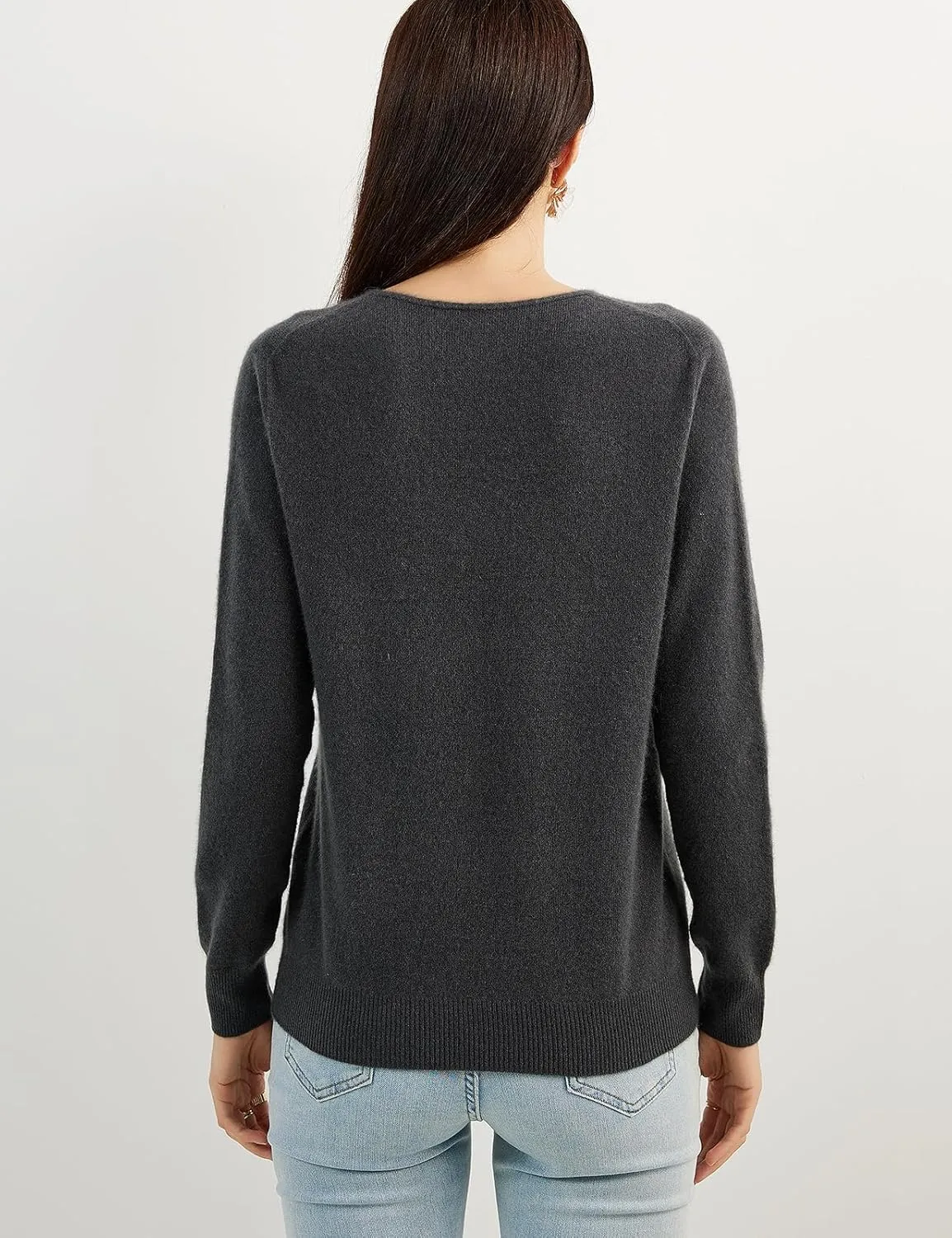 100% Pure Cashmere Women's Sweater V-Neck Long Sleeve 2025 Fall Winter Warm Soft Knit Pullover