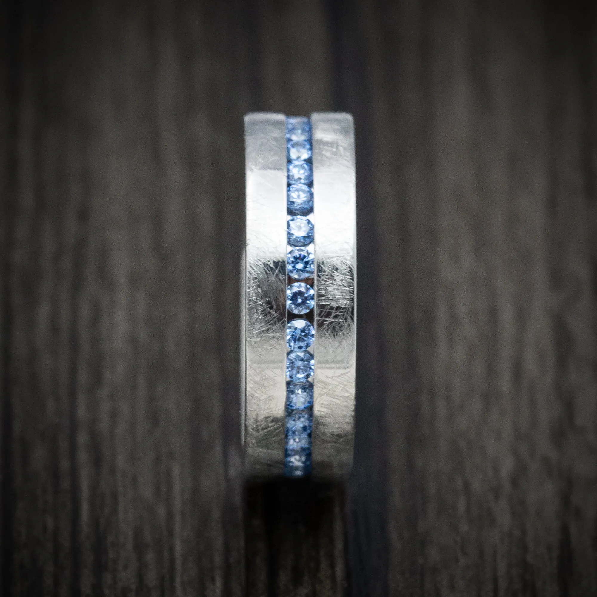 14K Gold and Denim Sapphire Eternity Men's Ring Custom Made
