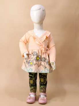 1Yr - 4Yrs Flower Light Peach Suit For Girls BGF GS57