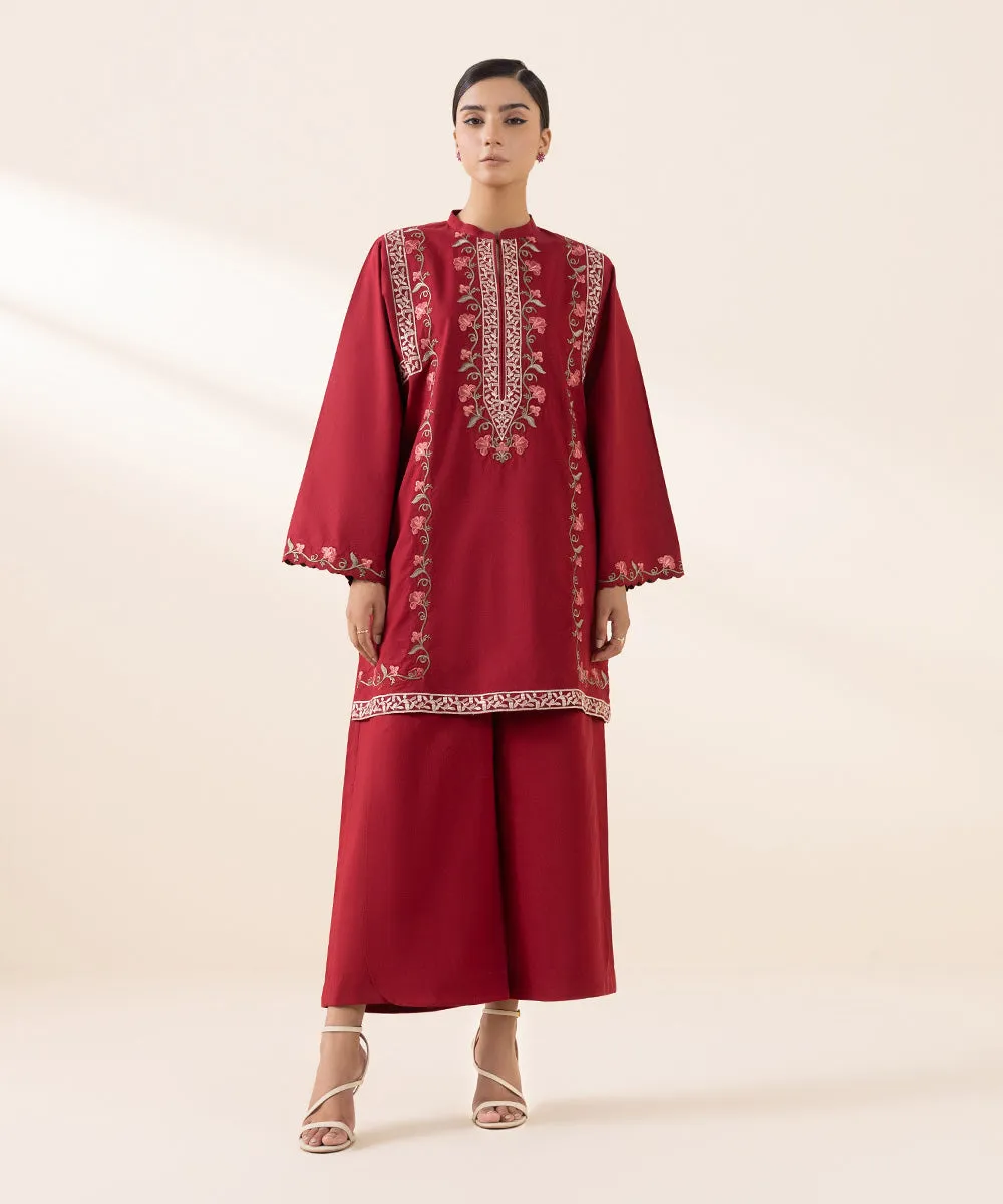 2 Piece - Embroidered Cambric Suit