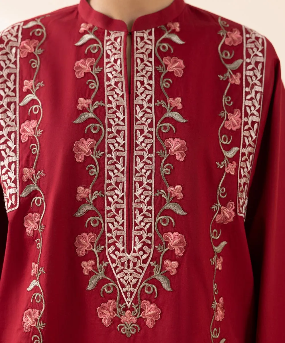 2 Piece - Embroidered Cambric Suit