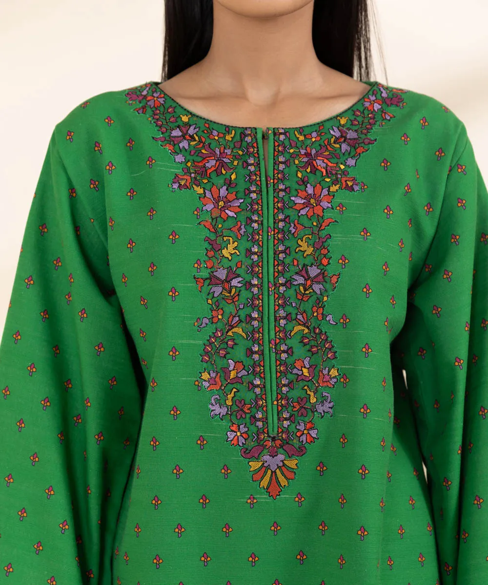 2 Piece - Embroidered Khaddar Suit