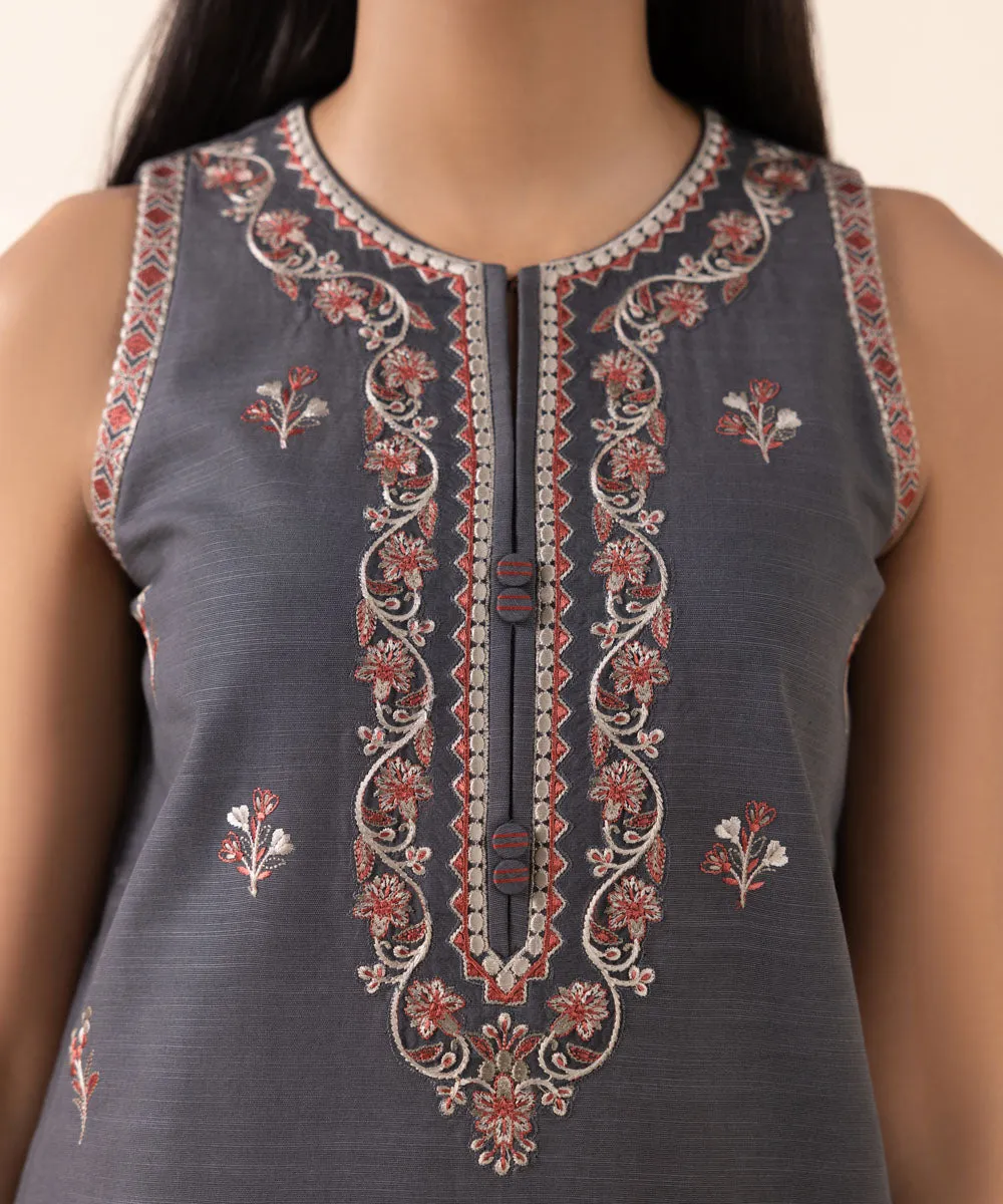 2 Piece - Embroidered Khaddar Suit
