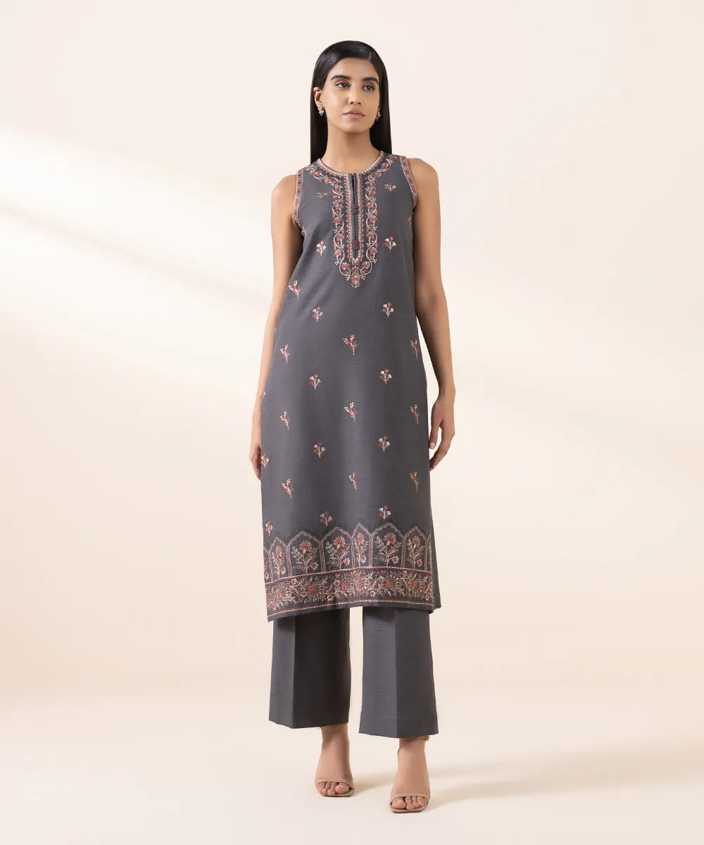 2 Piece - Embroidered Khaddar Suit