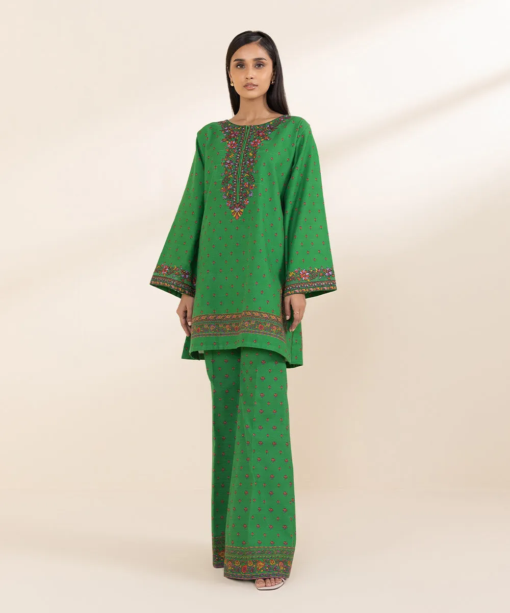 2 Piece - Embroidered Khaddar Suit