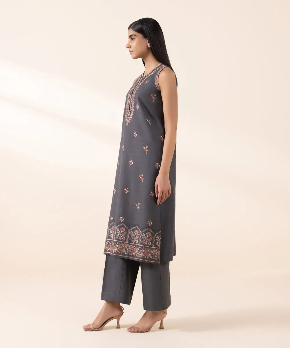 2 Piece - Embroidered Khaddar Suit