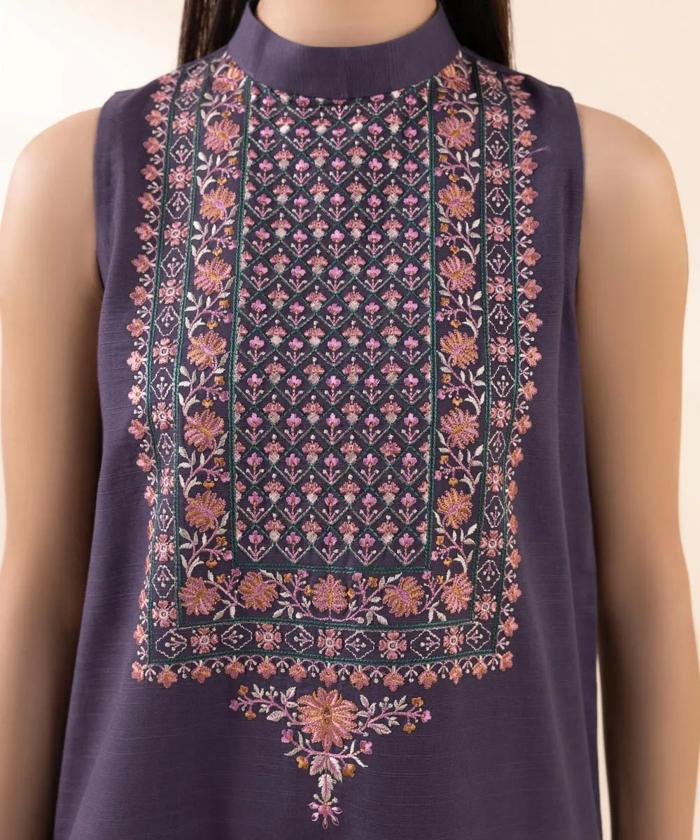 2 Piece - Embroidered Light Khaddar Suit