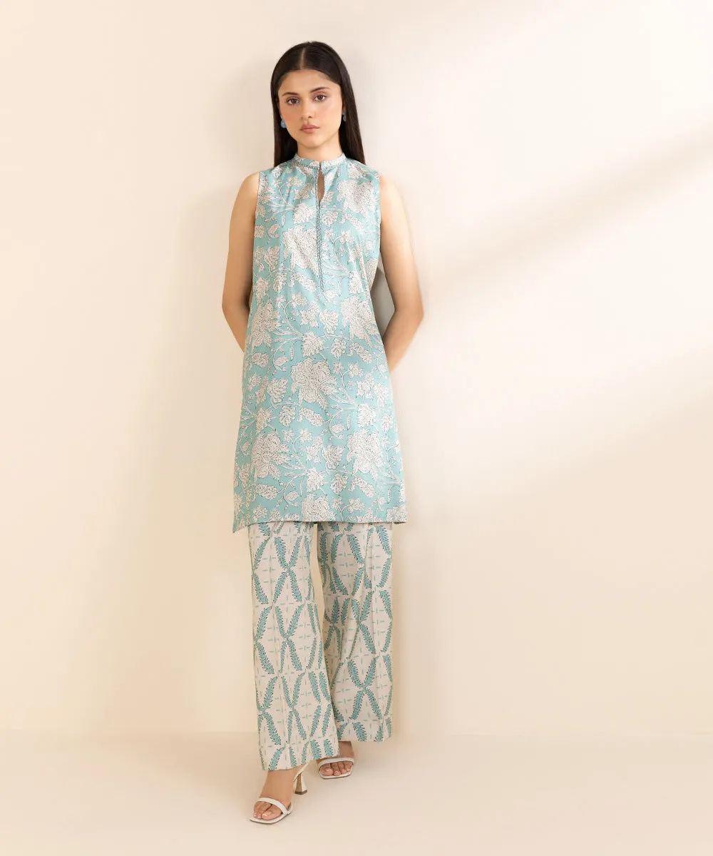 2 Piece - Printed Linen Suit