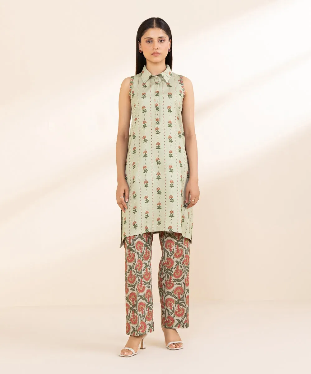 2 Piece - Printed Linen Suit