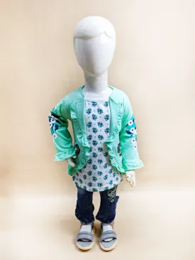 2Yr - 5Yrs Flower Light Sea Green Suit For Girls BG GS65