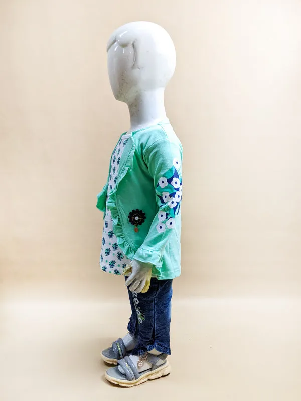 2Yr - 5Yrs Flower Light Sea Green Suit For Girls BG GS65
