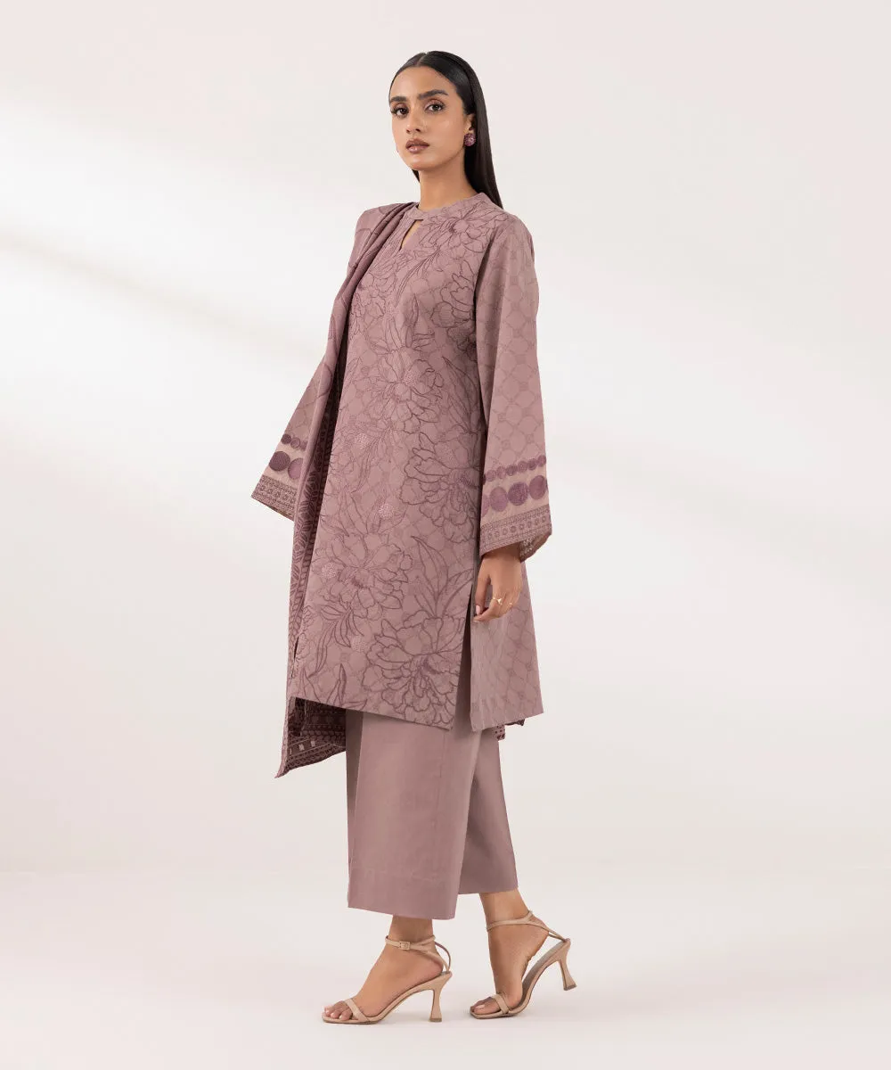3 Piece -  Embroidered Jacquard Suit