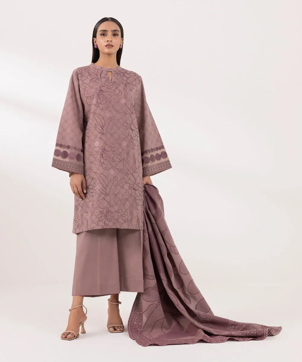 3 Piece -  Embroidered Jacquard Suit