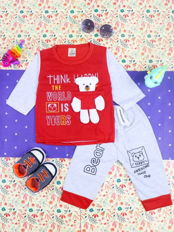 3Mth - 9Mth Teddy Red Baba Suit For Newborns HG NBS99