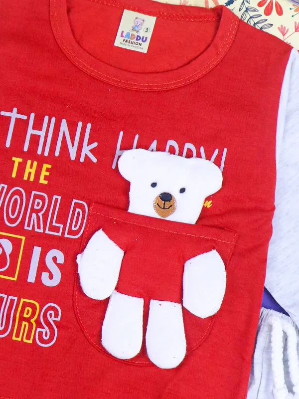 3Mth - 9Mth Teddy Red Baba Suit For Newborns HG NBS99