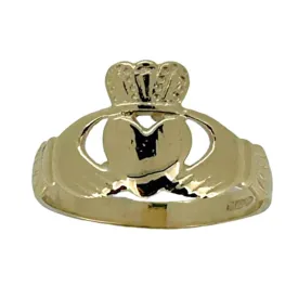 9ct Solid Yellow Gold Claddagh Ring Sizes K/L/M .375