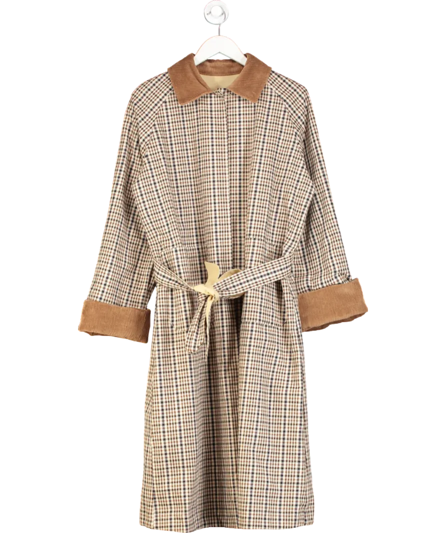 Aligne Beige Barnaby Reversible Check Trench Coat UK S