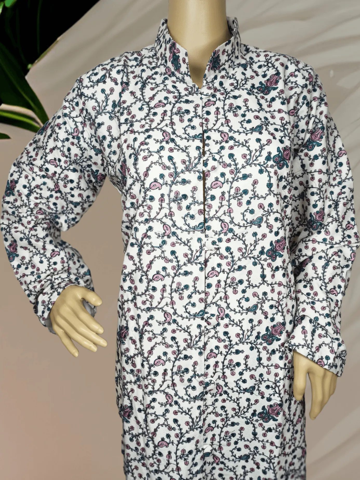 All Over Long Coat | Needle Work Embridery | Ladies Coat