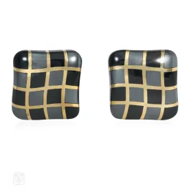 Angela Cummings gold and inlaid black jade and hematite earrings
