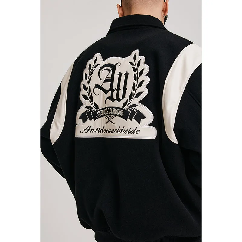 ANTIDOTE Gothic Flower Embroidered Baseball Jacket