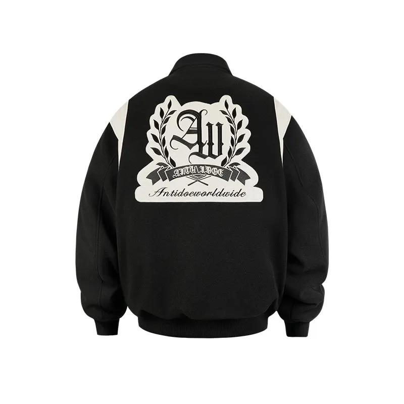 ANTIDOTE Gothic Flower Embroidered Baseball Jacket
