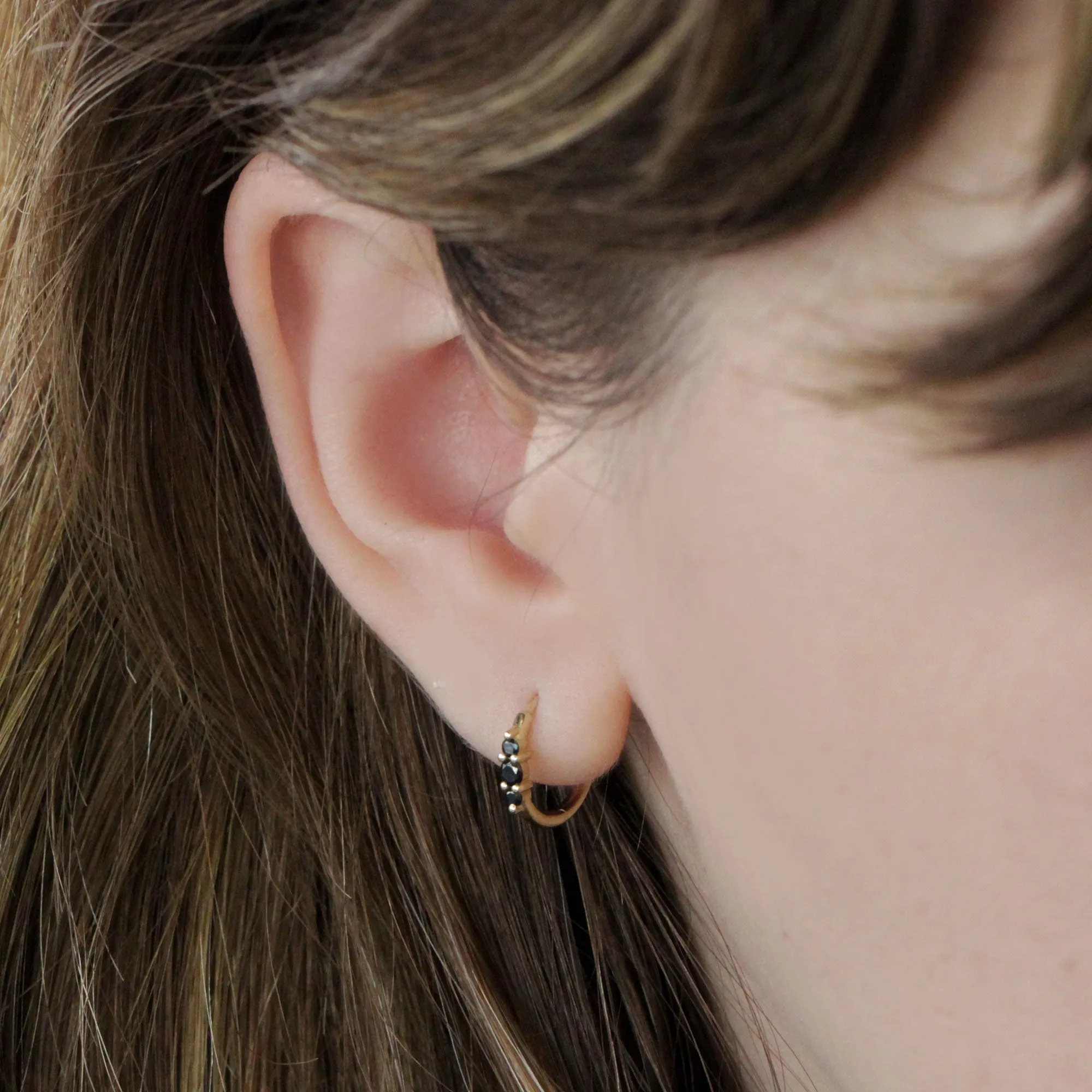 Audrey Hoop Earring with Black Diamonds