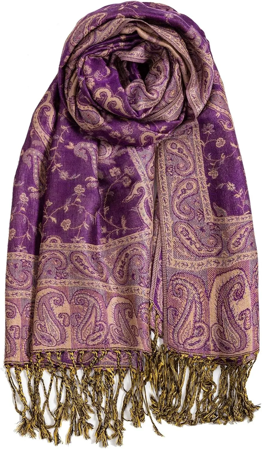 AUSEKALY Pashmina Feel Shawls Wraps for Women Rave Scarf Soft Silky Reversible Men Scarves