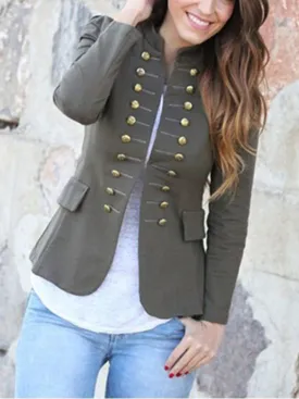 Autumn and Winter Slim Double-Breasted Solid Color Long-Sleeved Small Blazer