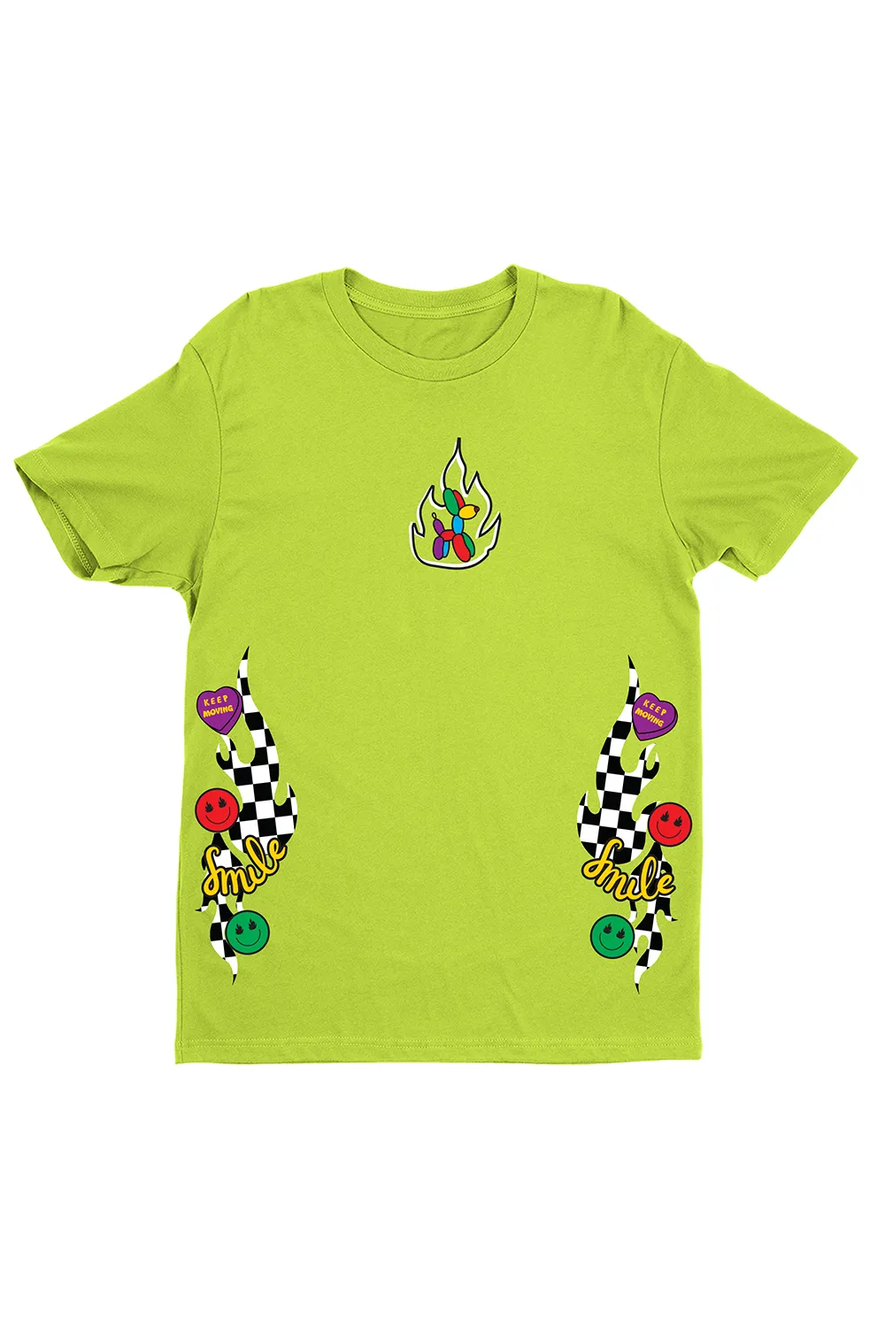 Avani Checkers and Smiles Neon Green Shirt