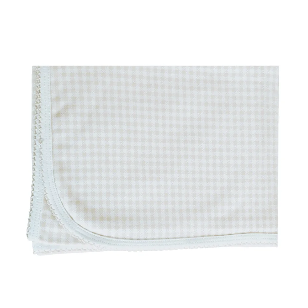 Baby's Unisex "Ecru Checks" Pima Cotton Blanket