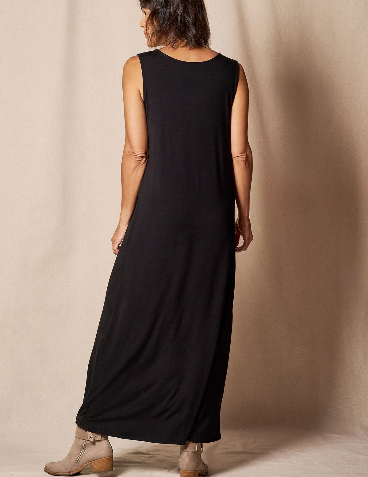 Bamboo A-Line Tank Dress - Black