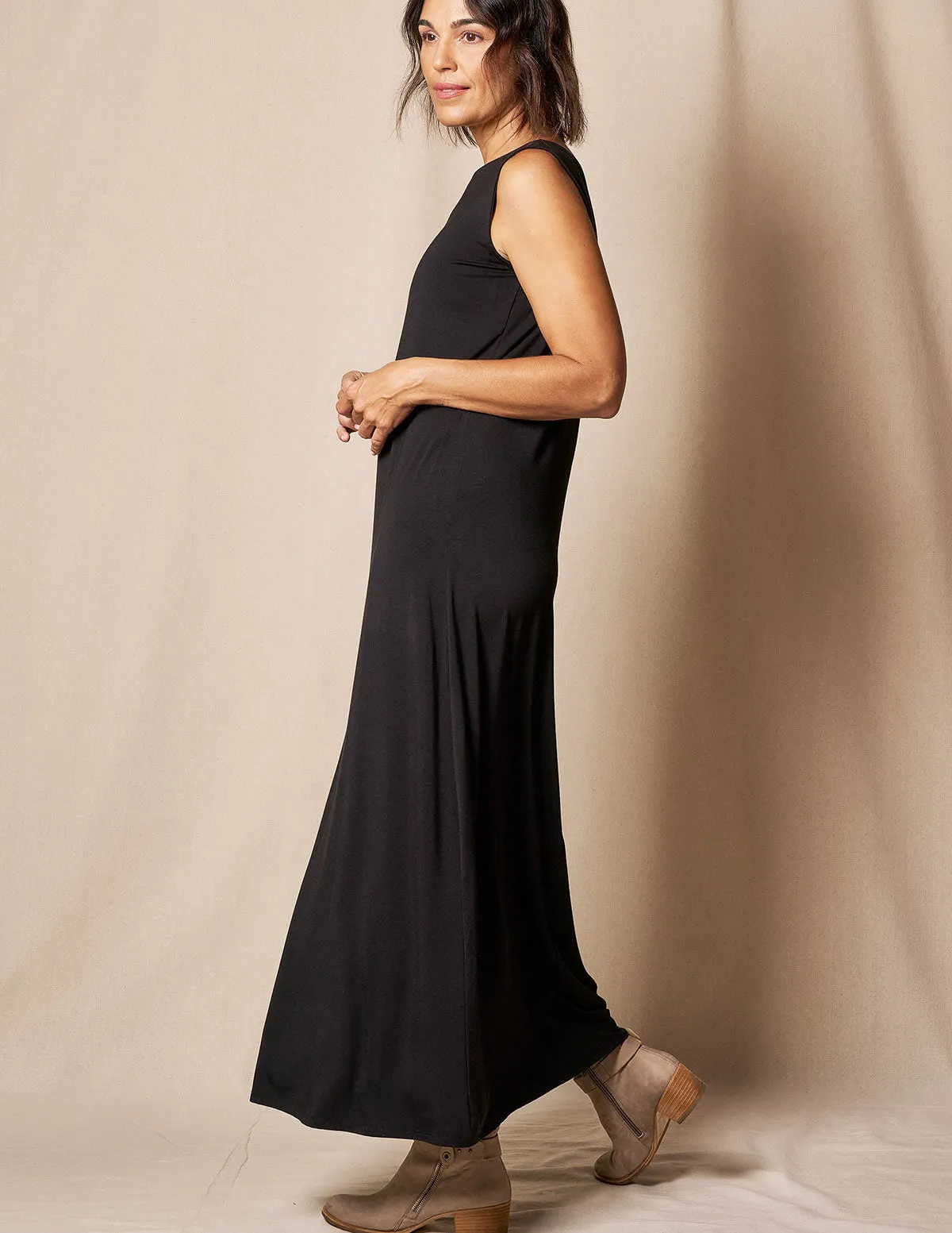 Bamboo A-Line Tank Dress - Black