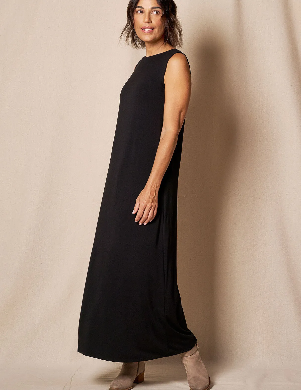 Bamboo A-Line Tank Dress - Black