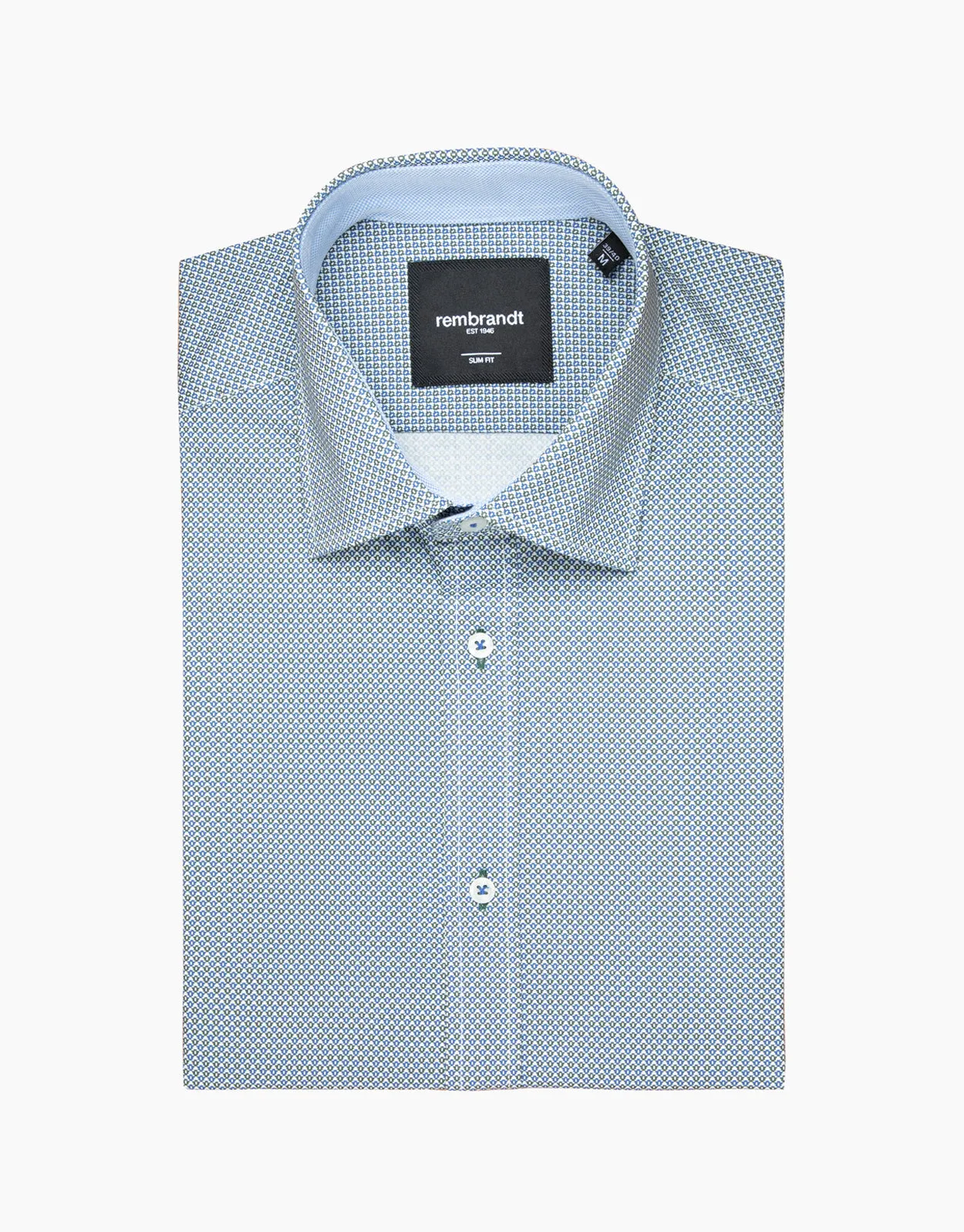 Barbican Green & Blue Geo Print Shirt