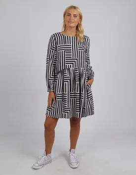 Bauhaus Dress Navy & Oatmeal Stripe