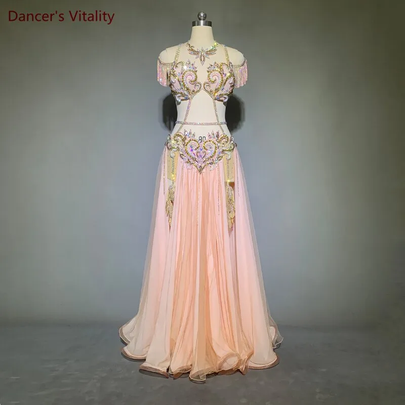 Belly Dance Performance Clothes Set for Women Cusomized Adult Children  Original Bra elegant Large Skirt 2pcs Belly Dancing Suit