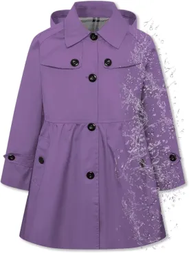 Betusline Girl's Rain Jackets Lightweight Waterproof Hooded Trench Coat Raincoats for Kids,2-14 Years