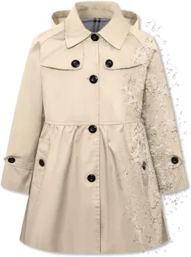 Betusline Girl's Rain Jackets Lightweight Waterproof Hooded Trench Coat Raincoats for Kids,2-14 Years