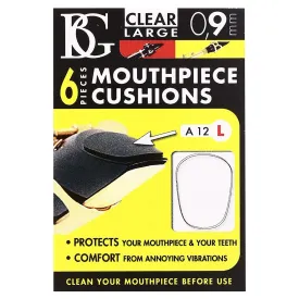 BG Clear Large 0.9mm Mouthpiece Cushions, 6 Pieces