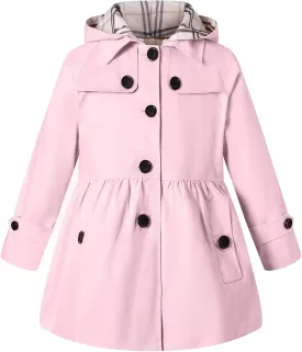 BINPAW Girl's Hooded Trench Coat