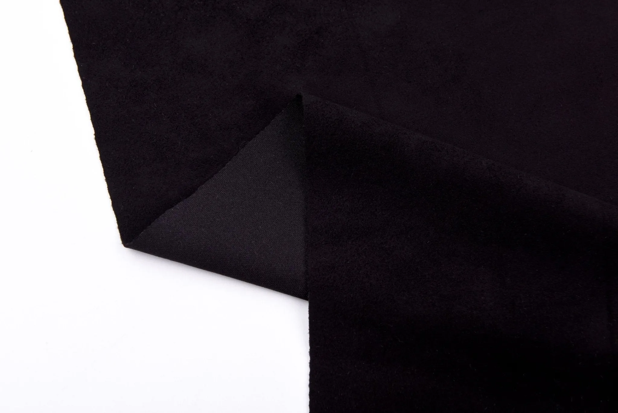 Black Melton Double Sided Brush Fabric, Black woolen Fabric, Wool Blended Material, Coat making Fabric, Fall Winter Textiles