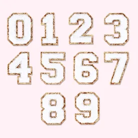 Blanc Glitter Varsity Number Patch