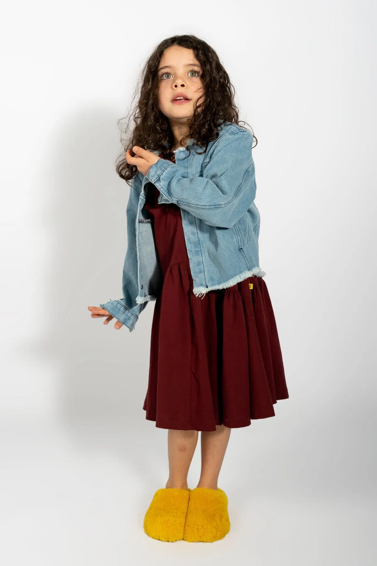 BLUE DENIM COLLARLESS JACKET