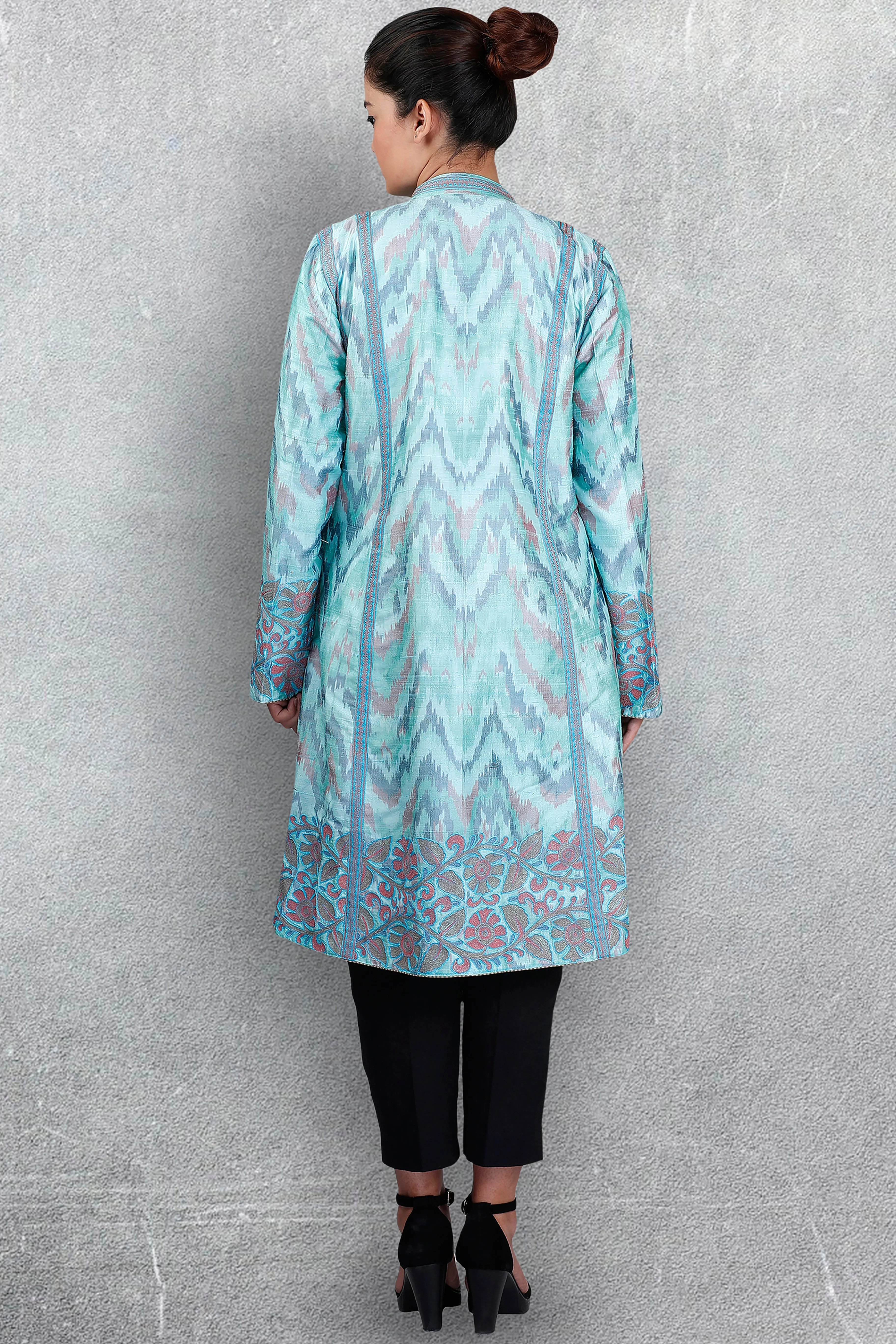 Blue Ikkat Raw Silk Jacket