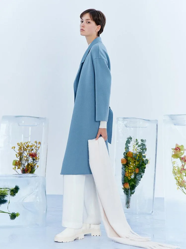 Blue Woolen Reversible Wrap Coat