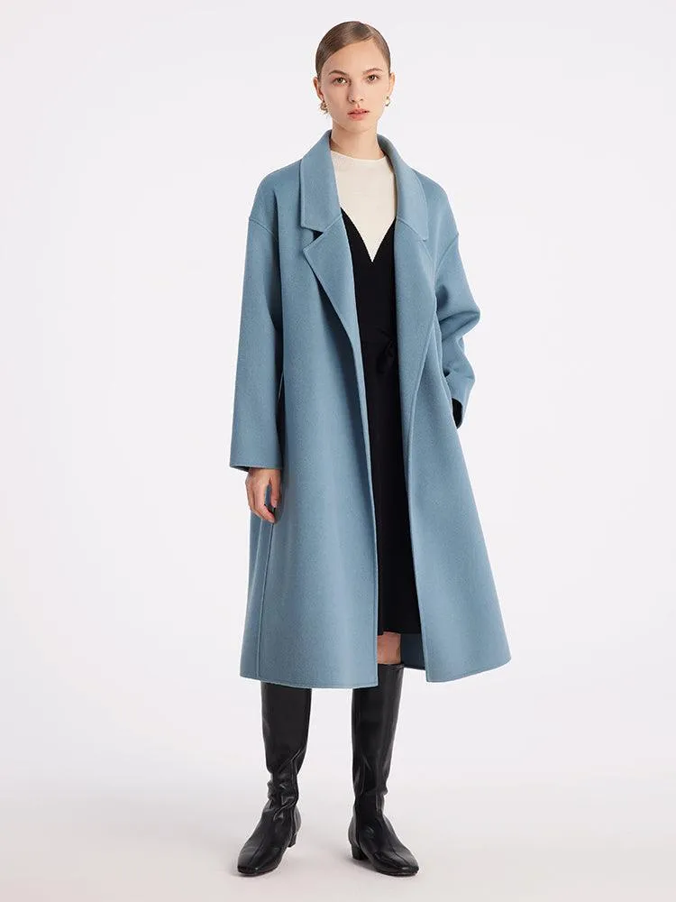 Blue Woolen Reversible Wrap Coat