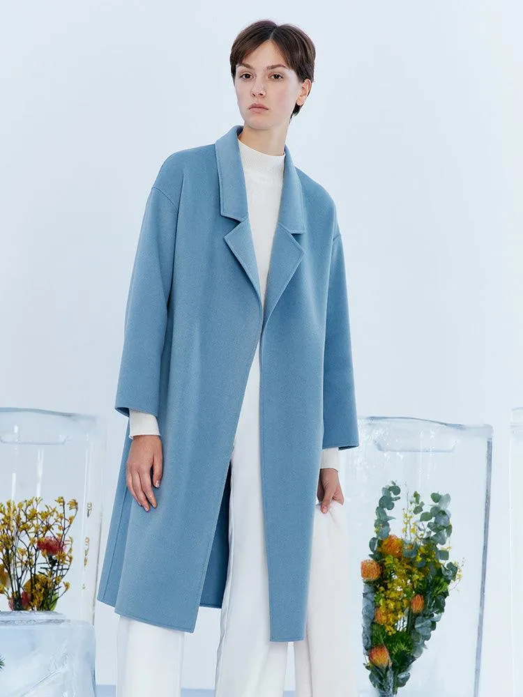 Blue Woolen Reversible Wrap Coat