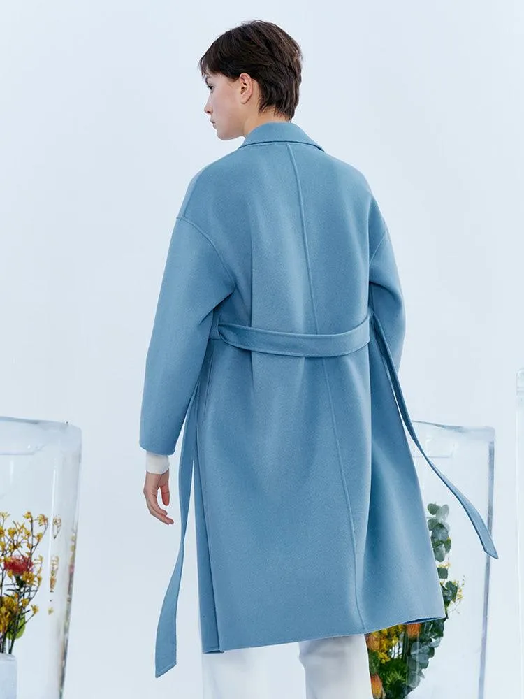 Blue Woolen Reversible Wrap Coat