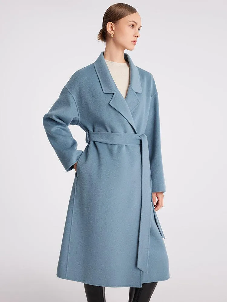 Blue Woolen Reversible Wrap Coat